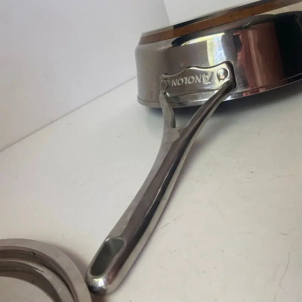 Analon Skillet W/ Lid 3 Quart 2.8 L 5 Ply  Nouvelle Copper Core Base 00014T GUC
